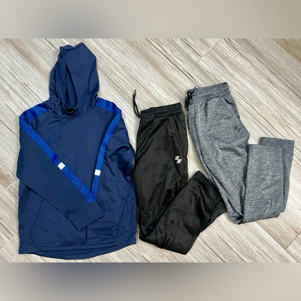 The Children's Place Black, Gray Joggers and Blue Hoodie